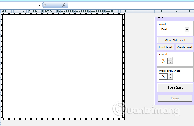 How to play Snakes on Excel Picture 1