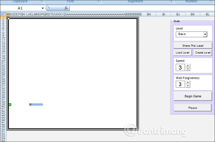 How to play Snakes on Excel Picture 2