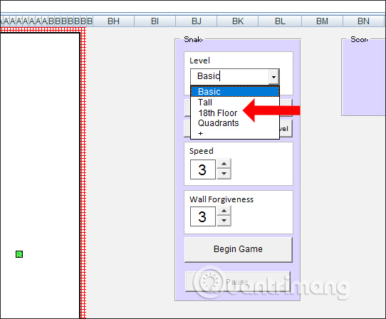 How to play Snakes on Excel Picture 3
