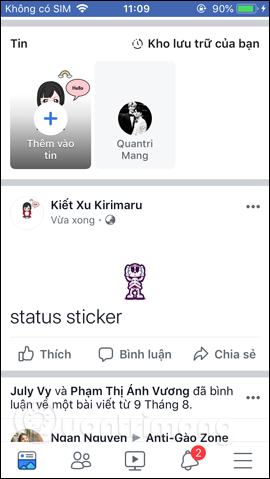 How to post Facebook status with sticker Picture 12