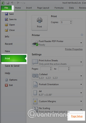 How to print Excel, print Excel spreadsheets fast, standard Picture 1