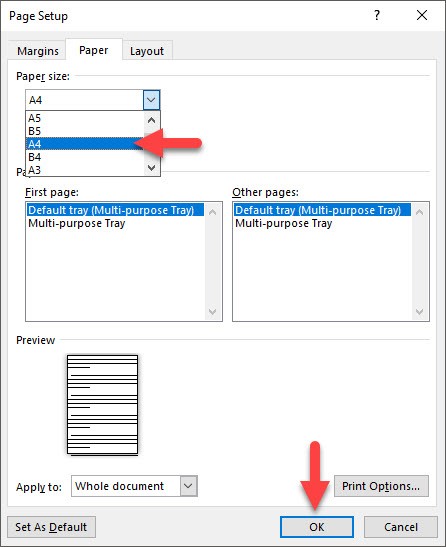 How to print out of A4 size paper in Word Picture 10