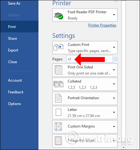 How to print separate sections on Word Picture 5