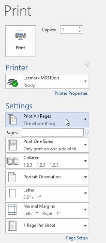 How to print Word 2016 documents Picture 6