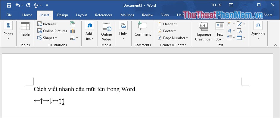 How to quickly write arrow signs in Word Picture 4