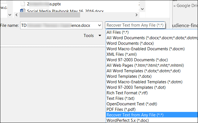 How to recover a corrupted or lost Word 2016 document Picture 4