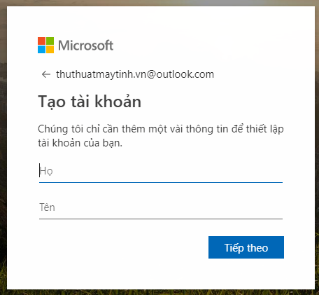 How to register, create a HotMail account, Outlook Express 2019 Picture 5