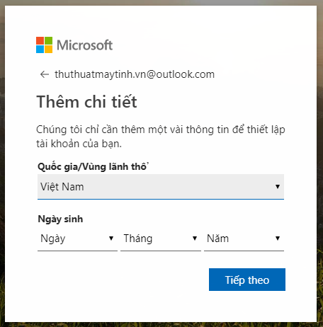 How to register, create a HotMail account, Outlook Express 2019 Picture 6