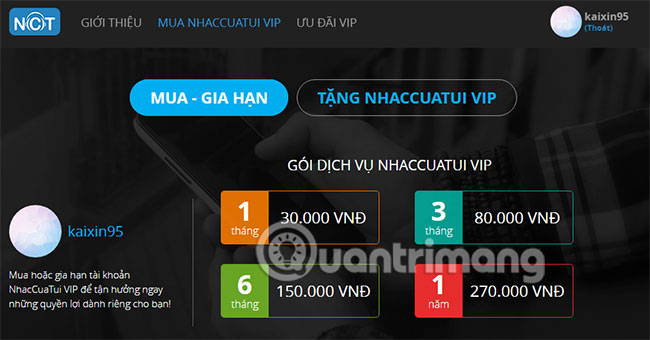 How to register NhacCuaTui VIP Picture 4