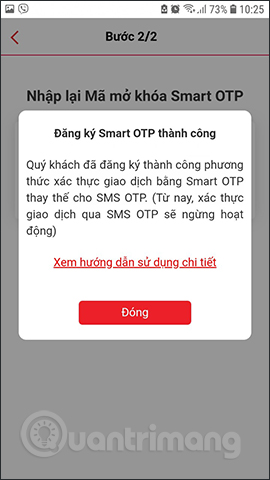 How to register Techcombank Smart OTP to get the authentication code Picture 10