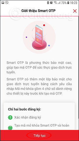 How to register Techcombank Smart OTP to get the authentication code Picture 5