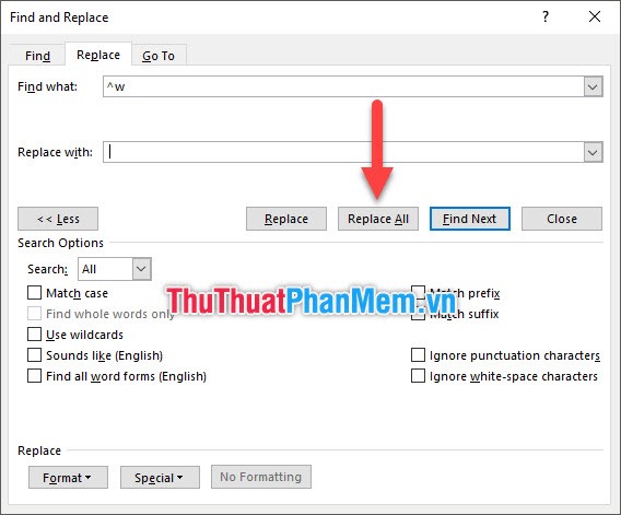 how to remove line spaces in word with find and replace