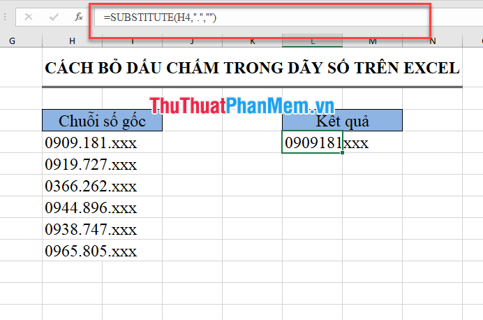 How to remove periods in numbers in Excel Picture 7