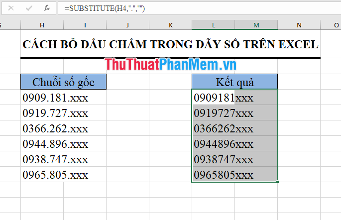 How to remove periods in numbers in Excel Picture 8