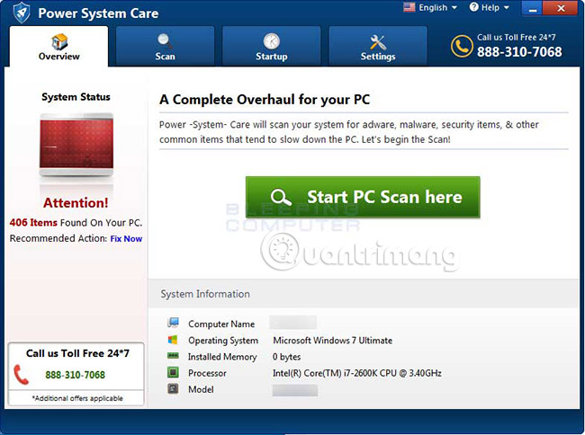 How to remove Power System Care Picture 1