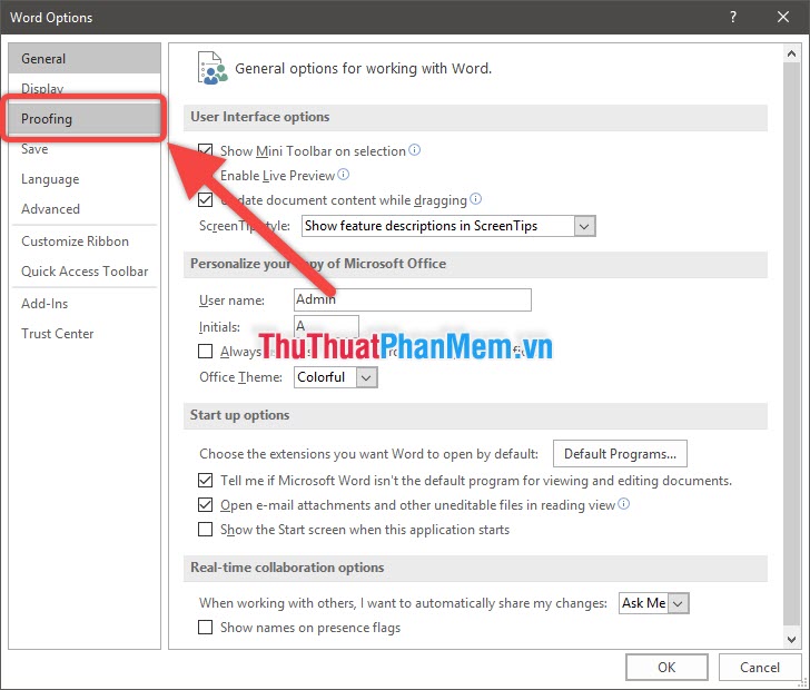 How to remove red tiles in Word - Uncheck the spelling in Word Picture 4