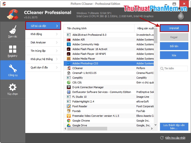 How to remove software and programs on Windows 7 Picture 5
