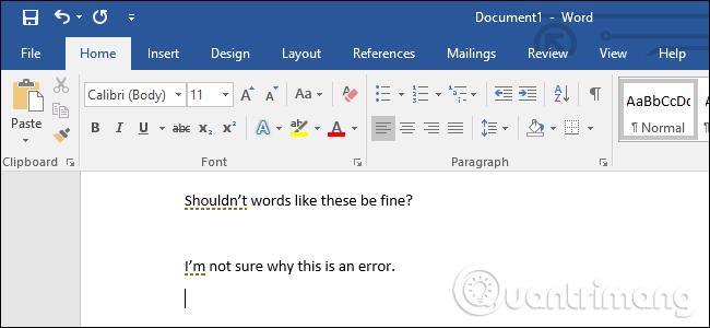 How to remove the underline, delete the red brick, blue brick under the word in Word Picture 1