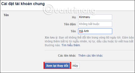 How to rename Facebook on the computer Picture 3