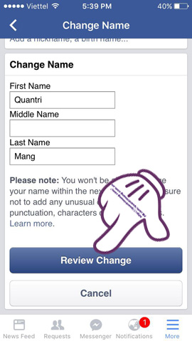 How to rename Facebook on the phone Picture 6