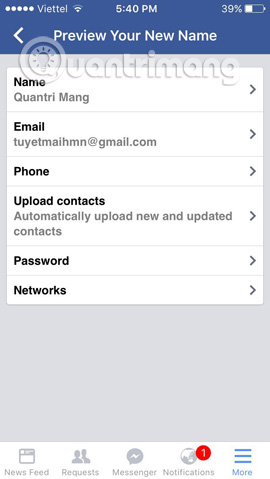 How to rename Facebook on the phone Picture 8