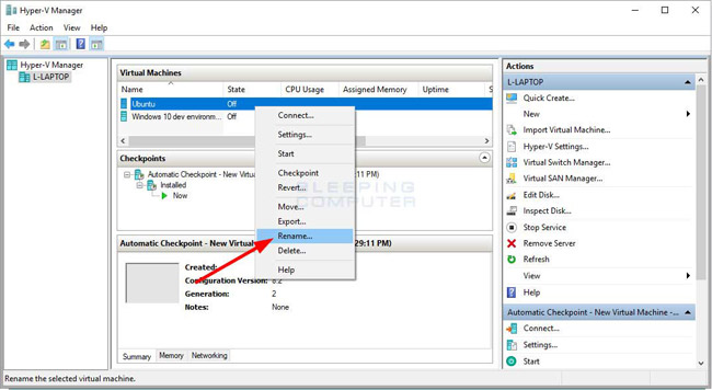 How to rename Hyper-V virtual machines using PowerShell and Hyper-V Manager Picture 5