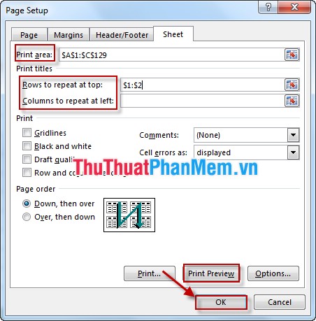 How to repeat the headline when printing in Excel - TipsMake.com