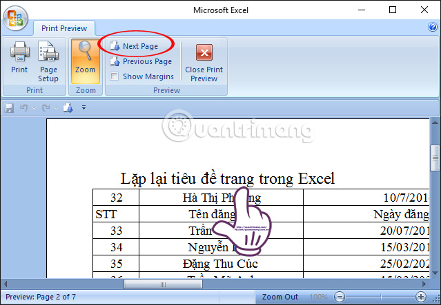 How to repeat titles in Excel 2007, 2010 and 2013 when printing Picture 6