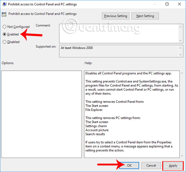 How to restrict access to Settings and Control Panel Windows 10 Picture 3