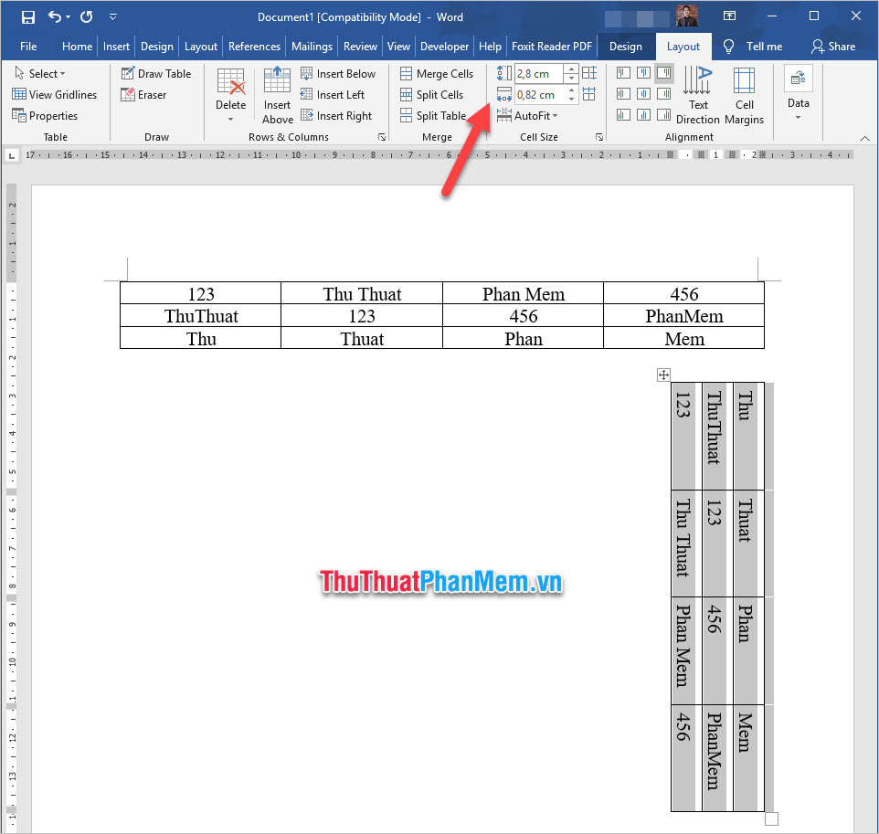 rotate a table in word for mac