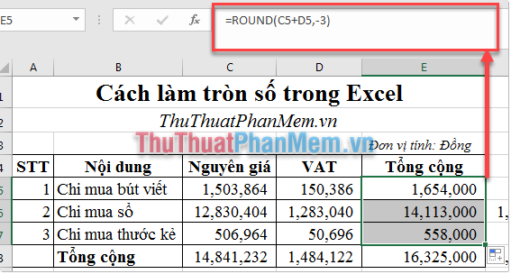 How to round up sums in Excel Picture 4