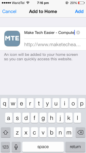How to save a Web page to the main screen on an iOS device? Picture 5