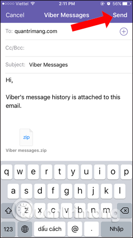 How to save and send Viber messages to email Picture 6