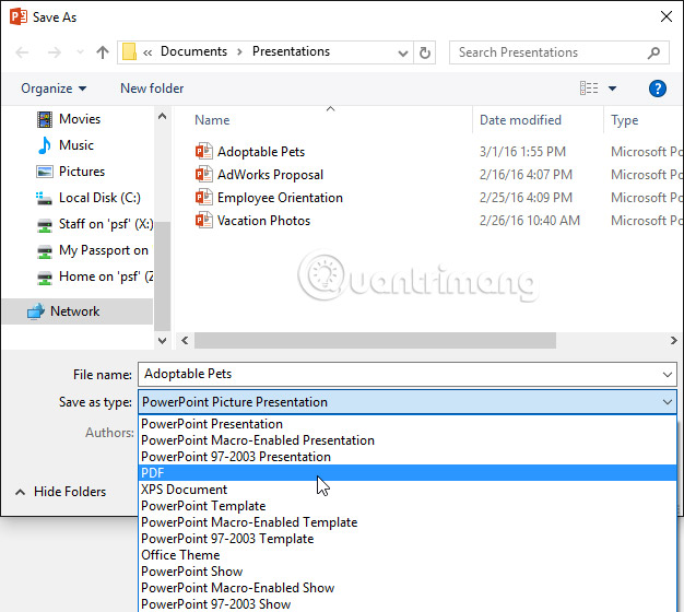 How to save presentations in PowerPoint 2016 Picture 12