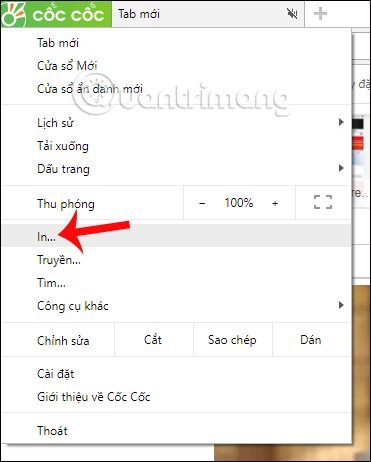 How to save the website on Coc Coc into a PDF file - TipsMake.com