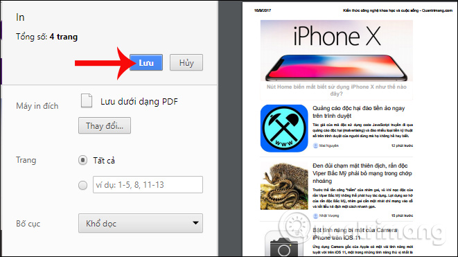 How to save the website on Coc Coc into a PDF file Picture 6