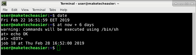 How to schedule Linux commands with 'at' Picture 3