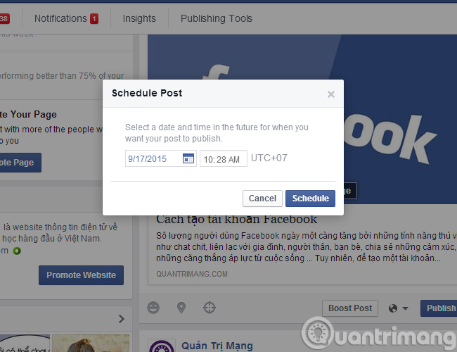 How to schedule posting to Fanpage on Facebook Picture 10