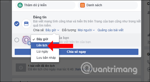 How to schedule posting to Fanpage on Facebook Picture 3