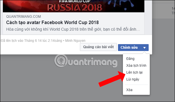 How to schedule posting to Fanpage on Facebook Picture 7