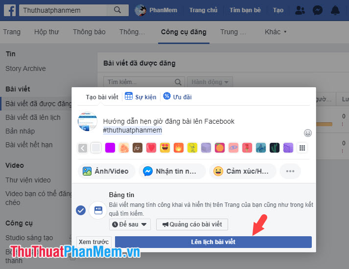 How to schedule posts on Facebook Fanpage Picture 7
