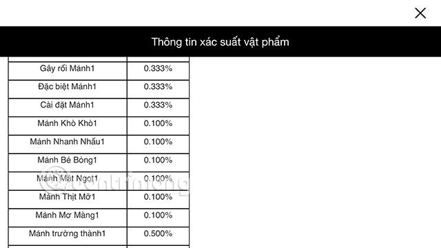 How to see the probability of Spin characters, skills, and pieces of bugs Boom Mobile Picture 3