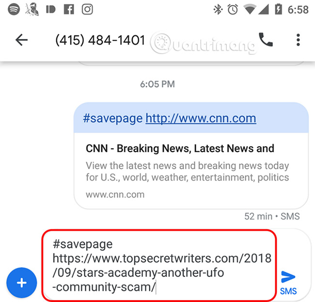 How to send an SMS to save the website to Google Drive Picture 11