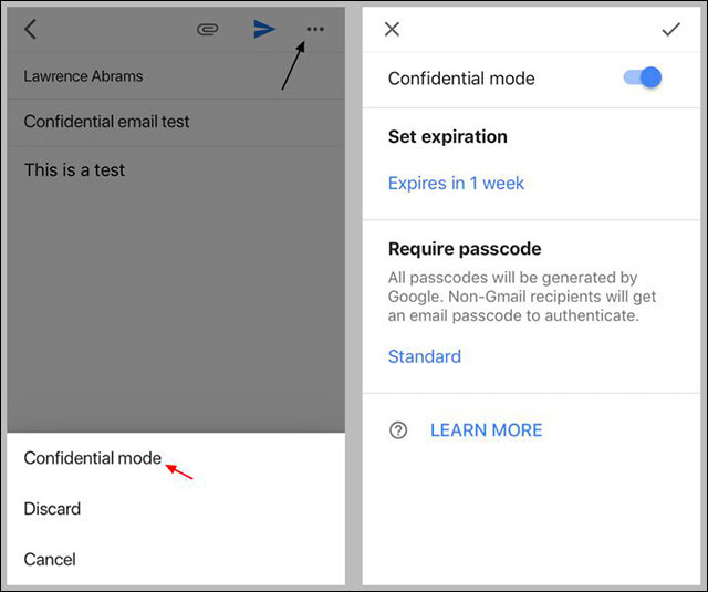 How to send email to self-destruct (Confidential Mode) in Gmail Picture 3