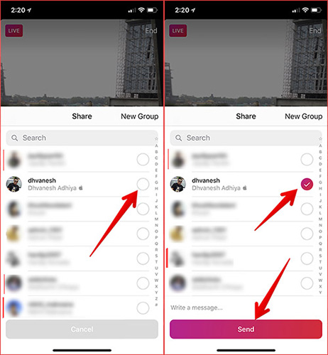 How to send live video Instagram directly to friends on iPhone Picture 3