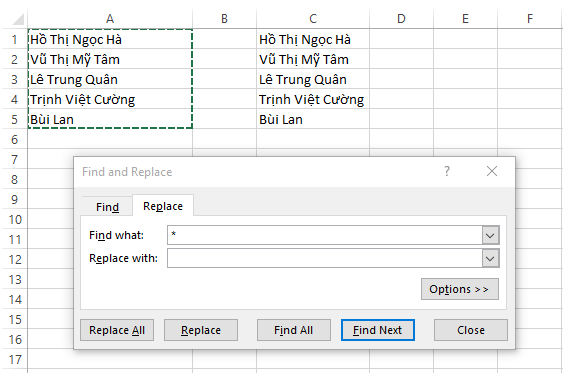 How to separate first and last name in excel