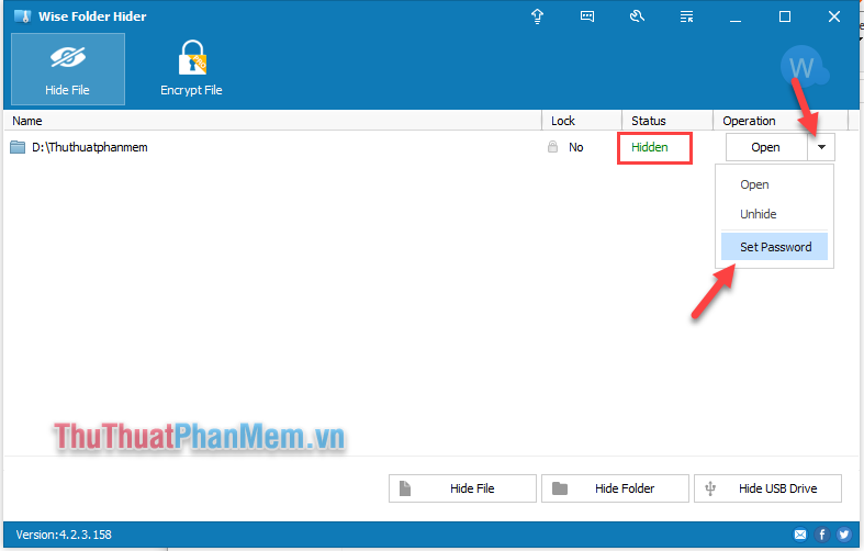 How to set a password, password for the folder using Wise Folder Hider software Picture 4