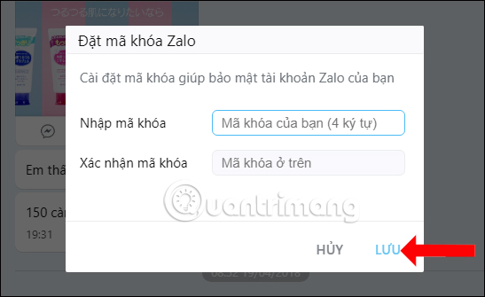 How to set a Zalo PC security key Picture 2