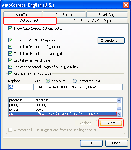 How to set Auto Correct in Word Picture 12