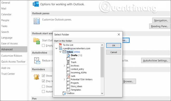 How to set Outlook to open a specific default account Picture 5